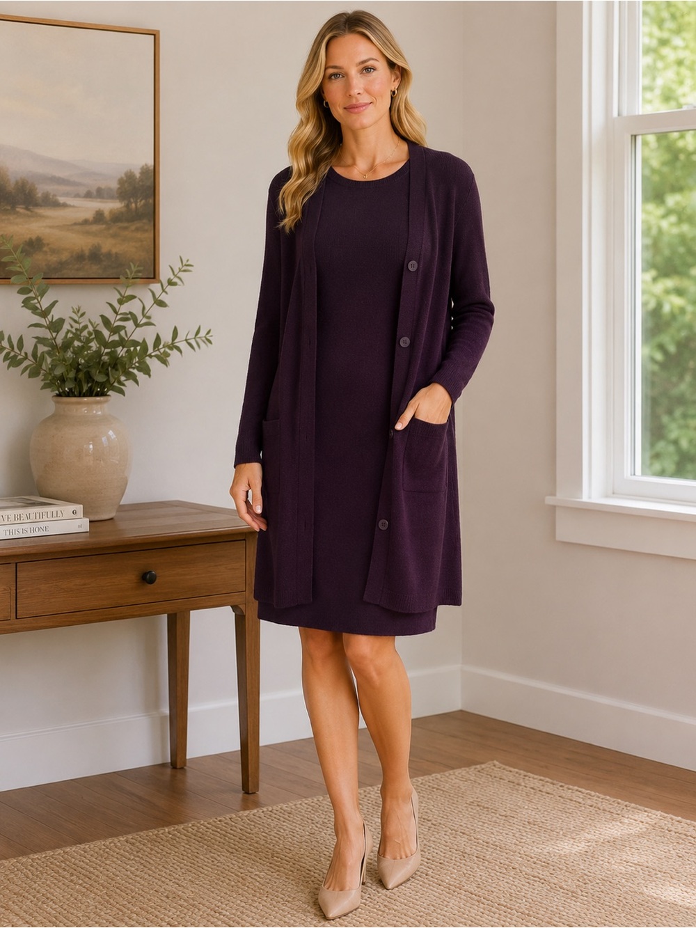 Preview Collection Deep Plum Sweater Dress Combo